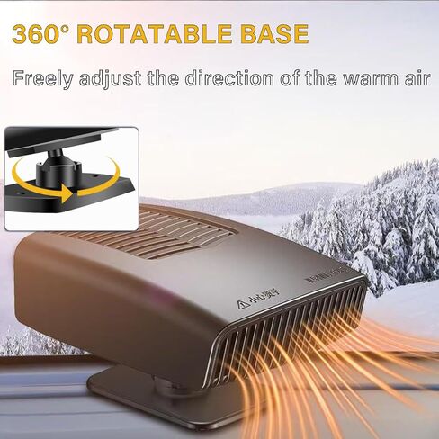 سخان سيارة 12 فولت يمكن توصيله بولاعة السجائر، مزيل ضباب الزجاج الأمامي المحمول بقدرة 150 وات ومزيل الصقيع، قاعدة دوارة 360 درجة (أسود) in Kuwait