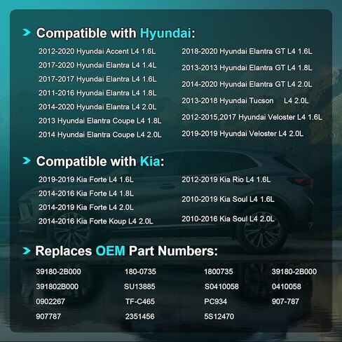 39180-2B000 مستشعر موضع العمود المرفقي للمحرك متوافق مع 2012-2020 Hyundai Accent Elantra Coupe GT Tucson Veloster Kia Forte Koup Rio Soul، L4 1.6L 1.8L 2.0L يستبدل 391802B000 SU13885 in Kuwait