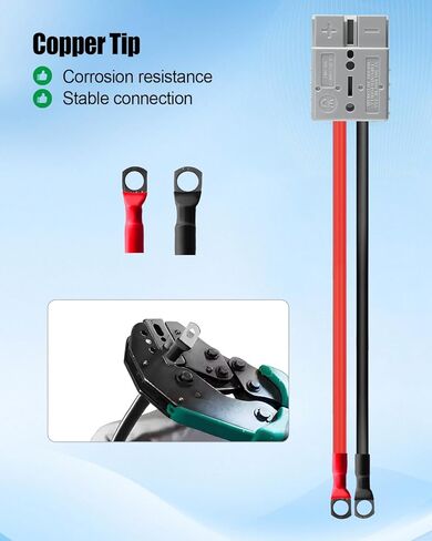8AWG 50A موصلات توصيل/فصل سريعة مع كابل موصل بطارية على شكل حلقة O 100 سم (39.37 بوصة) كابل بطارية موصل سريع رافعة شوكية قابس سلك مقطورة وسخير تخزين الطاقة رافعة شوكية كهربائية، قطعتان in Kuwait