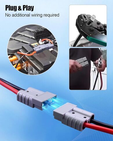 8AWG 50A موصلات توصيل/فصل سريعة مع كابل موصل بطارية على شكل حلقة O 100 سم (39.37 بوصة) كابل بطارية موصل سريع رافعة شوكية قابس سلك مقطورة وسخير تخزين الطاقة رافعة شوكية كهربائية، قطعتان in Kuwait