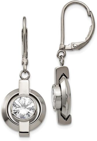 The Black Bow Titanium and Cubic Zirconia Circle Lever Back Earrings in Saudi Arabia