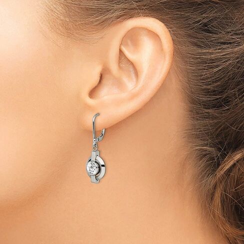 The Black Bow Titanium and Cubic Zirconia Circle Lever Back Earrings in Saudi Arabia