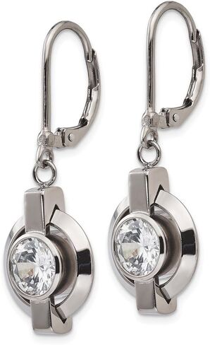 The Black Bow Titanium and Cubic Zirconia Circle Lever Back Earrings in Saudi Arabia