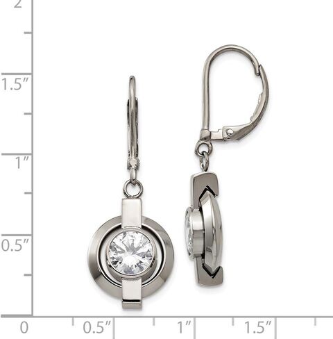 The Black Bow Titanium and Cubic Zirconia Circle Lever Back Earrings in Saudi Arabia