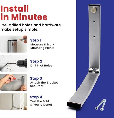 EZ Folding Bracket Small (9 Inch) 1PK Heavy Duty Folding Shelf Bracket - Single Collapsible Wall Mount Bracket, 75 lbs Capacity, Patented Space-Saving Design, Hanger for Garage, Basement in Saudi Arabia
