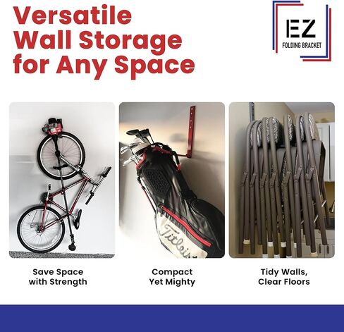 EZ Folding Bracket Small (9 Inch) 1PK Heavy Duty Folding Shelf Bracket - Single Collapsible Wall Mount Bracket, 75 lbs Capacity, Patented Space-Saving Design, Hanger for Garage, Basement in Saudi Arabia