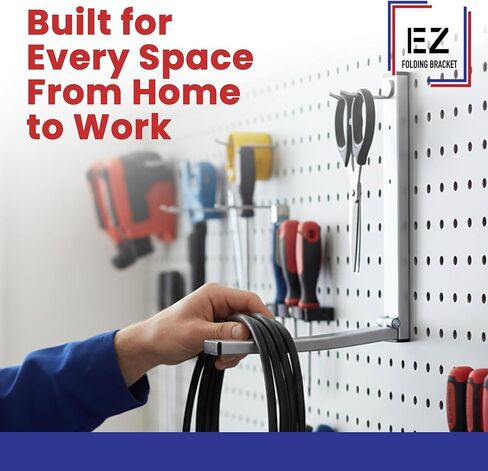 EZ Folding Bracket Small (9 Inch) 1PK Heavy Duty Folding Shelf Bracket - Single Collapsible Wall Mount Bracket, 75 lbs Capacity, Patented Space-Saving Design, Hanger for Garage, Basement in Saudi Arabia