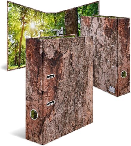 HERMA 19653 Folder A4 Natural Wood, 7 cm Wide, Cardboard Folder with Inner Print for School and Office, Sturdy Children's Ring Binder Made of Cardboard for Boys and Girls in Kuwait