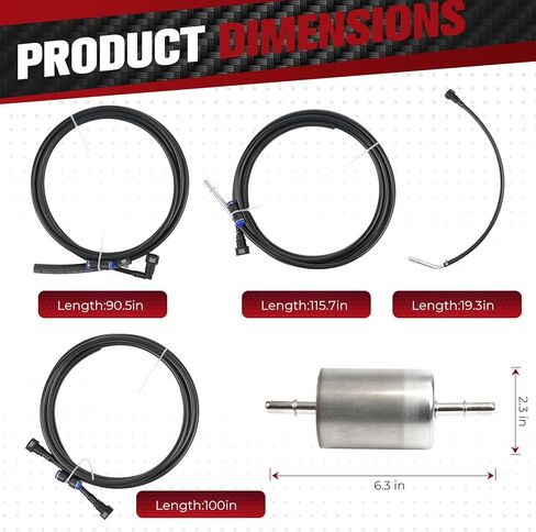 مجموعة خطوط الوقود متوافقة مع GMC Sierra 1500 Chevy Silverado 1500 2500 1999-2003 4.8L 5.3L 6.0L 8.1L بيك اب شاحنات النايلون طقم إصلاح خطوط الوقود استبدال FL-FG0053 FG0053 NFR0003 in Kuwait