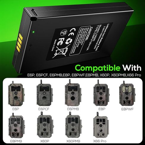 2 Pack Upgraded 10000mAh Battery Pack for GardePro Trail Camera, Rechargeable Lithium Battery for GardePro Trail E6P, E6PCF, E6PMB, E8P, E8PWF, E8PMB, X60P, X60PMB in Kuwait