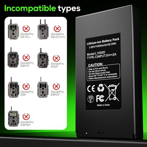 2 Pack Upgraded 10000mAh Battery Pack for GardePro Trail Camera, Rechargeable Lithium Battery for GardePro Trail E6P, E6PCF, E6PMB, E8P, E8PWF, E8PMB, X60P, X60PMB in Kuwait