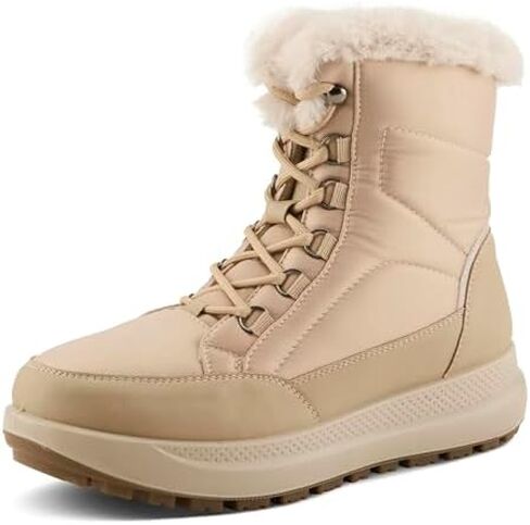 Flexus LAROUI Women’s Waterproof Winter Bootie – Faux Fur Lined Nylon Upper with Platform Sole and Slip-On Ease – Cold Weather Ankle Boot in Saudi Arabia