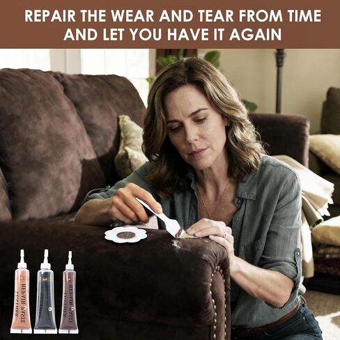 12 Colors Vinyl Repair Kit Leather Repair Kit for Scratch, Tears Sofa, Jacket, Car Seats and Purse Easy Application with Customizable Colors Leather Repair Kit for Furniture in Kuwait