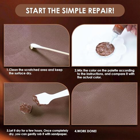 12 Colors Vinyl Repair Kit Leather Repair Kit for Scratch, Tears Sofa, Jacket, Car Seats and Purse Easy Application with Customizable Colors Leather Repair Kit for Furniture in Kuwait