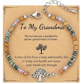 Tree of Life Bracelet of Grandma, Unique Birthday Mothers'Day Christmas Gifts with Blessing Quote Card in Saudi Arabia