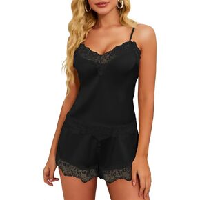 Kolagri بيجامة من الحرير مجموعة للنساء الساتان الملابس الداخلية Pjs مجموعات مثير الدانتيل ملابس خاصة الخامس الرقبة كامي القمم والسراويل 2 قطعة ملابس النوم in Kuwait