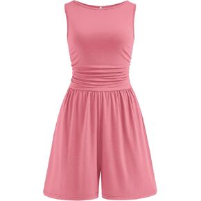 PRETTYGARDEN Summer Rompers for Women 2026 Dressy Casual Sleeveless Short Wide Leg Jumpsuits Beach Vacation One Piece Outfits in Kuwait