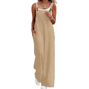 Womens Casual Overalls Adjustable Straps Baggy Wide Leg Jumpsuits Lightweight Comfy Rompers Outfits with Pockets in Saudi Arabia