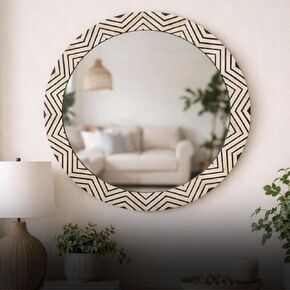 Handcrafted Bone Inlay Mirror Frame Intricately Designed Decorative Wall Mirror with Floral and Geometric Patterns Accent for Living Room, Bedroom, Entryway, or Vanity Décor in Saudi Arabia