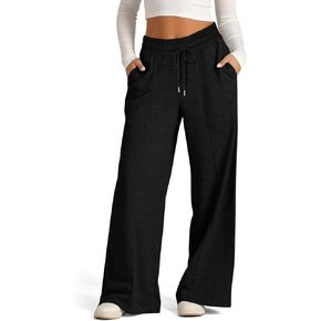 Wide Leg Sweatpants Women Fashion Fleece Baggy Joggers Comfy Lounge Pants Fall Casual Sweat Pants Trendy Travel Pant in Saudi Arabia