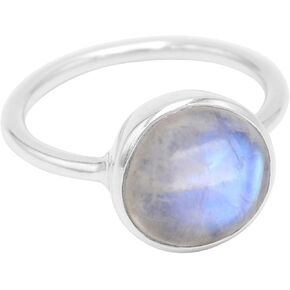 خاتم حجر القمر من الفضة الإسترليني عيار 925 - مجوهرات جوهرة الميلاد النسائية المصنوعة يدويًا، خاتم الأحجار الكريمة المميز in Kuwait