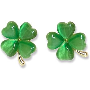 St Patricks Day Earrings for Women,Shamrock Earrings St Patricks Day Accessories for Women,Trendy Statement Four Leaf Clover Shamrock Earrings Stud Holiday Gift in Saudi Arabia