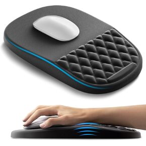 لوحة ماوس مريحة من AUEDROT مع مسند للمعصم 2 في 1 مع دعم للمعصم، بساط ماوس مكتبي من إسفنج الذاكرة مع نتوءات للتدليك وقاعدة جل PU غير قابلة للانزلاق، مناسبة للمكتب والألعاب، أسود in Kuwait