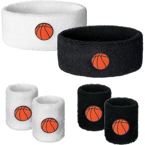 6pcs Sweatband Set Sports Headband Wristband Set 4 Moisture Wicking Athletic Wristband and 2 Headbands Wrist Sweatband Men Women Terry Cloth Sweat Absorbing Headband for Workout in Saudi Arabia