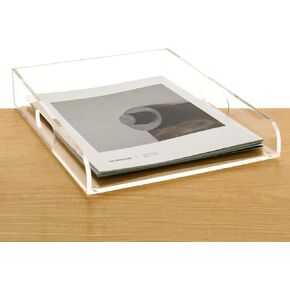 صواني ورق أكريليك شفافة بطبقتين، منظم ملفات مكتب، حامل ورق A4، فارز ملفات مكتب منخفض المستوى للمكتب/المنزل، صينية رسائل شفافة قابلة للتكديس للفواتير والحرف اليدوية والدفاتر - أفقية in Kuwait