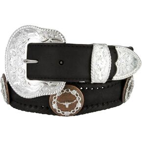 حزام نحاسي LongHorn Steer Conchos من الجلد الغربي ذو صدفي بعرض 1 1/2 بوصة in Kuwait