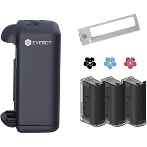طابعة نفث الحبر المحمولة من EVEBOT لأي سطح بفوهة 1.02 بوصة، طابعة ملصقات ذكية لاسلكية بلوتوث محمولة لرمز الاستجابة السريعة الباركود وتاريخ الإنتاج والوقت والشعار رقم الدفعة - أسود قطعة واحدة in Kuwait