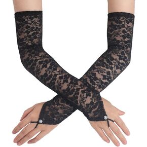 Fingerless Lace Gloves for Women, Elbow Length Long Gloves, Cosplay 20s Opera Tea Party Accessories in Kuwait