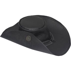 قبعة من الجلد الطبيعي في العصور الوسطى للرجال والنساء | غطاء رأس بحافة مسطحة مصنوع يدويًا من رعاة البقر من Flandes بسُمك 1.5 مم in Kuwait