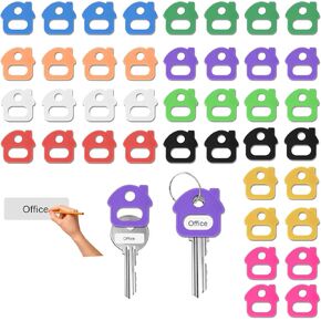20 قطعة من علامات المفاتيح المصنوعة من السيليكون مع ملصقات، معرفات ألوان رئيسية مقاس 1 بوصة مع ملصقات ورقية فارغة ونوافذ شفافة، أغطية مفاتيح لطيفة ملونة لمفاتيح المنزل، علامات مفاتيح ناعمة للمفاتيح المسطحة العادية القياسية in Kuwait
