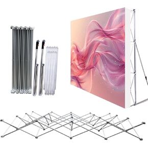 Portable Pop Up Display Stand, Tension Fabric Trade Show Banner Booth, Aluminum Frame for Vendor Events, Collapsible 7.5ft H x 17.4ft L Backdrop in Kuwait