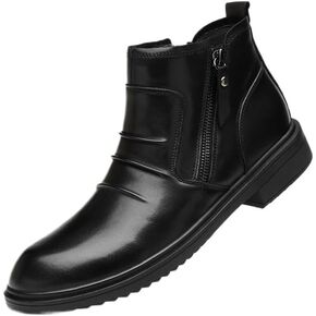 Shoes Men's Warm Mid-cut British Dress Leather Boots Fashionable Side Zipper Oxford Shoes Men Comfortable Casual Shoes for Travel Work Outdoor Activities in Kuwait