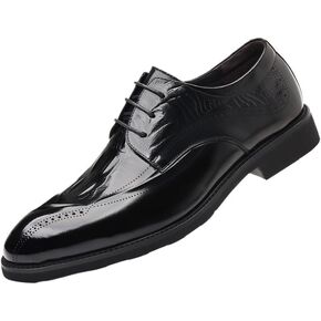 Men's Pointed Dress Shoes Casual Lace-ups Fashion Printed Shoes Lightweight Men's Leather Upper Anti Slip Rubber Sole Versatile Shoes in Kuwait