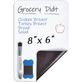 لوحة بيضاء صغيرة من INMORVEN مخطط قائمة المسح الجاف، 8 بوصة × 6 بوصة لوحة مسح جافة مغناطيسية صغيرة لقائمة البقالة في الثلاجة، لوحات بيضاء للثلاجة للقيام بالقائمة، مع علامات وممحاة in Kuwait