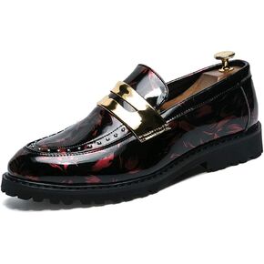 Men's Business Work Dress Oxfords Shoes for Men Casual Walking Loafer Shoes Synthetic Patent Leather Rivet Decor Rubber Flat Antislip Sole in Saudi Arabia