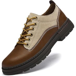 Vintage Oxford Shoes for Men Leather Splice Fashion Lightweight Lug Sole Platform Anti-Slip Retro Dress Derby Sneakers for Causal Work Business in Kuwait