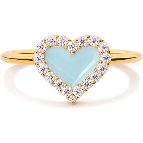 STORYJEWELLERY Heart Ring, Enamel Rings for Women, Gold Plated Stackable Rings for Women, Light Green Heart Shaped Ring, Gifts for Her in Saudi Arabia