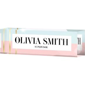 Desk Name Plate Personalized, Custom Name Plates 2½/x8 Inches, Thick Crystal-Clear Acrylic, Gift Box, Office Desk Decor. USA Made by ACRYLUXE (Aesthetic) in Saudi Arabia