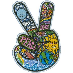 دان موريس - أصابع يد السلام السماوية - رقعة مطرزة، أزرق، أصفر وأخضر، 2.5 بوصة × 3.5 بوصة in Kuwait