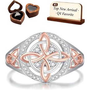 حلقة حماية بعقدة إرجاع مصنوعة يدويًا للساحرة، تحمي أحبائك، تصميم عقدة فضية بتفاصيل من الذهب الوردي in Kuwait