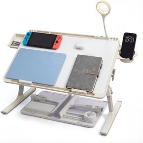 Laptop Lap Desk with Storage Compartment, USB Ports, Cup Holder, and Book Shelf. Ideal for Office Work, Drawing, Dining, Gaming, and More. in Saudi Arabia