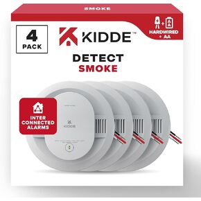 Kidde 21026063 AC Hardwired Smoke Detector Alarm with 9V Back up and Front Load Battery Door, White in Kuwait