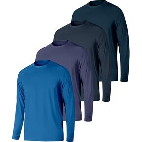 تي شيرت رجالي بأكمام طويلة مكون من 4 قطع بعامل حماية من الأشعة فوق البنفسجية 50+ وحارس للطفح الجلدي، سريع الجفاف، للتمرين في صالة الألعاب الرياضية وصيد الأسماك، تي شيرت رياضي in Kuwait