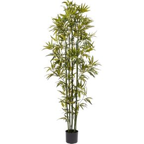 شجرة خيزران صناعية - نبات صناعي بوعاء 72 انش مع جذوع سوداء واوراق ذات ملمس طبيعي - ديكور داخلي واقعي للمنزل او المكتب من بيورغاردن in Kuwait