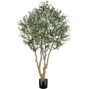 شجرة زيتون صناعية بطول 7 أقدام - أشجار زيتون صناعية داخلية مع فروع زيتون كبيرة وفواكه واقعية - شجرة زيتون وهمية بقاعدة قوية - شجرة زيتون بطول 7 أقدام لديكور المنزل والمكتب الحديث in Kuwait