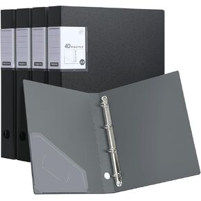 3 مجلدات حلقية، 4 عبوات على شكل حرف D مقاس A4 للمدرسة والمكتب (أسود) in Kuwait